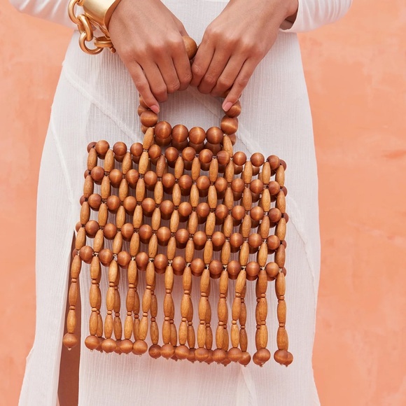 cult gaia Handbags - CULT GAIA Clara Wooden Top Handle Bag